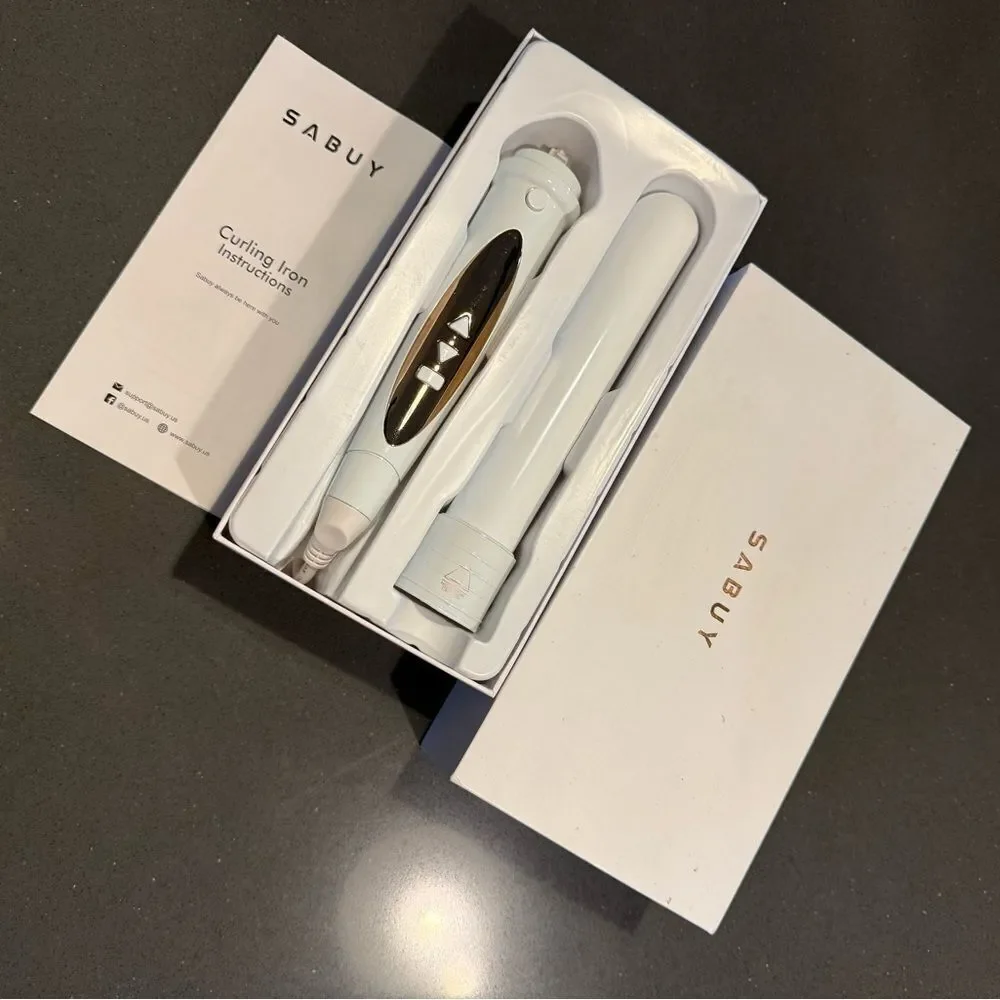 Sabuy White and Gold Curling Iron, ceramic barrel for  display picture 1